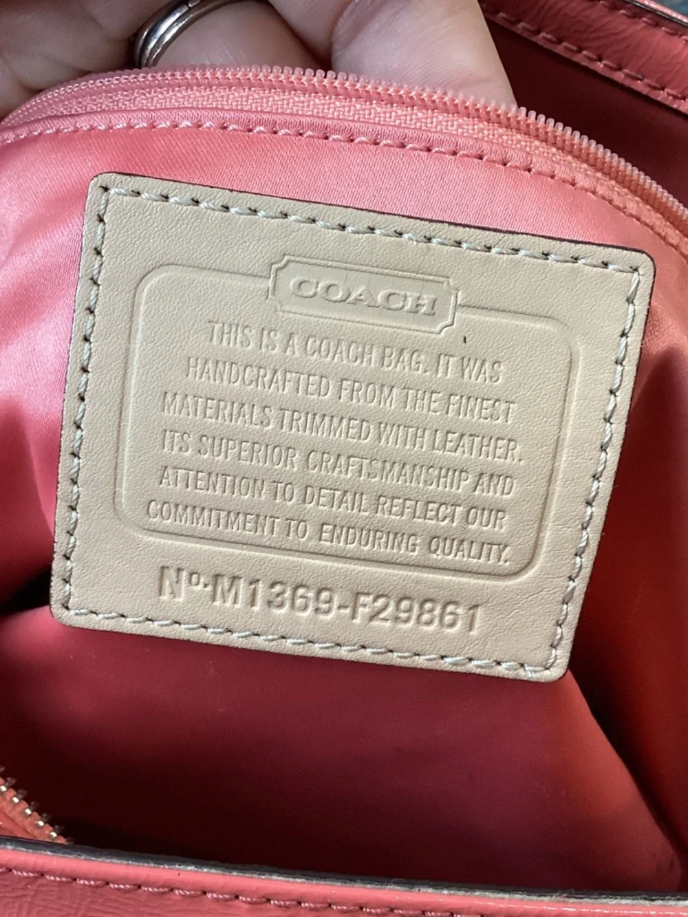 Coach Straw Floral Appliqué Tote with Coral Trim - Picture 9 of 12